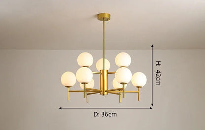 Globe cluster arms chandelier