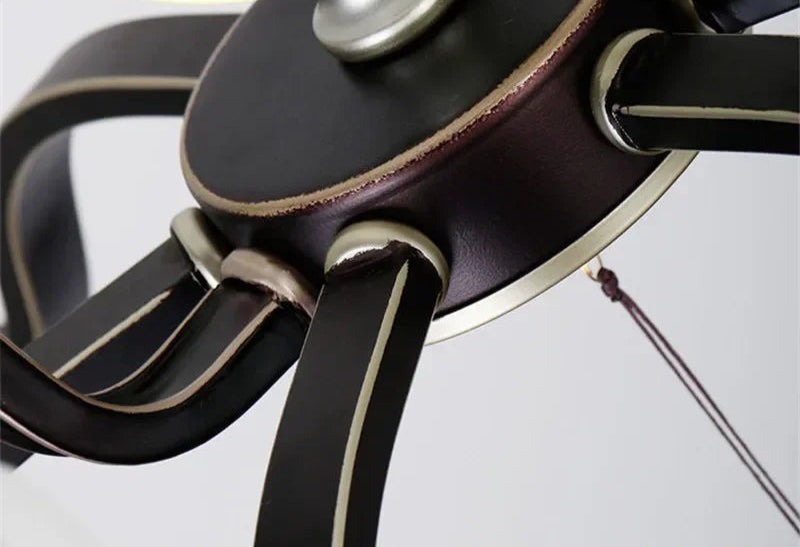 Underside detail of Magnolia Flower Pendant Light's black metal frame, emphasizing retro craftsmanship.