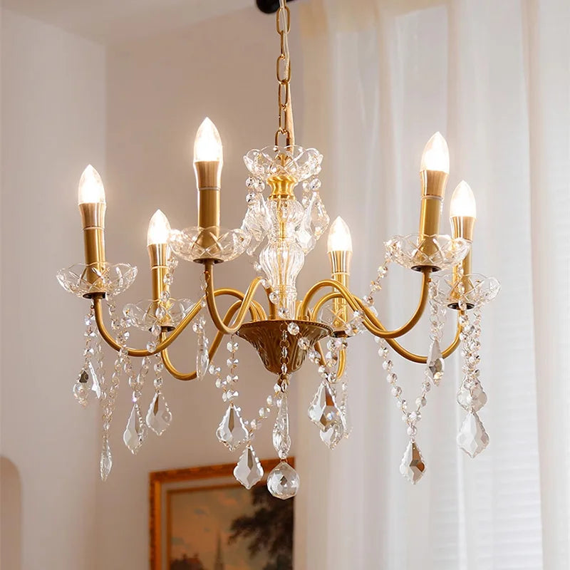 French gold crystal e14 chandelier