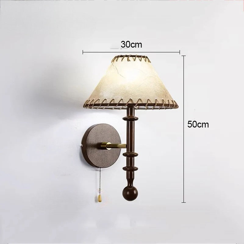 Nordic solid wood fabric wall lamp for bedroom