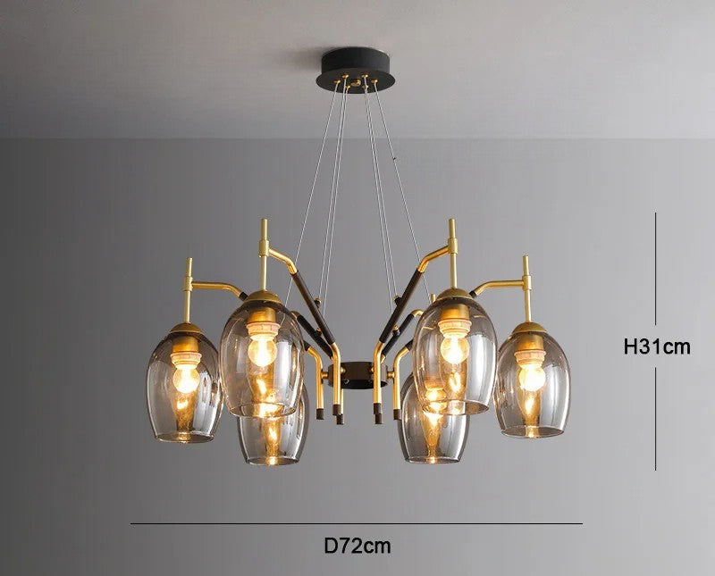 LED-Kronleuchter aus schwarzem Glas für Kücheninsel