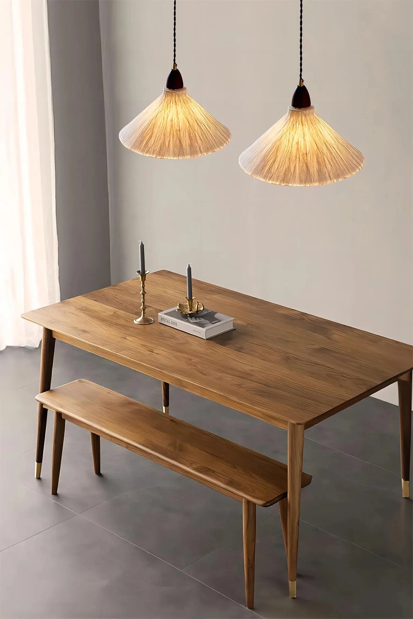 Suspension en papier de riz couleur noyer, style wabi sabi