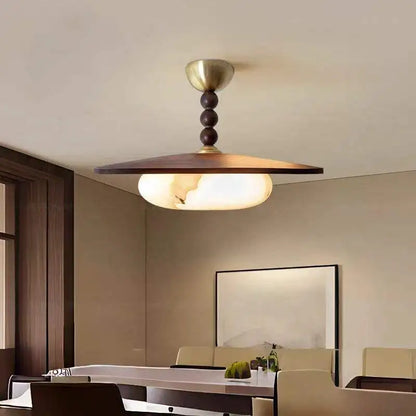 Suspension LED couleur noyer pour table à manger et cuisine