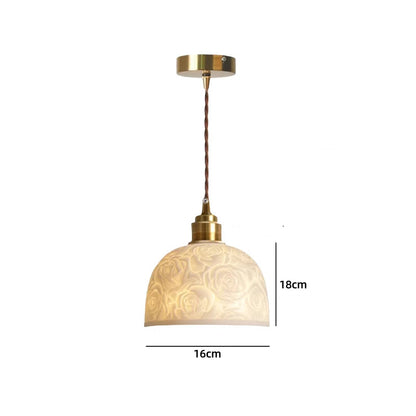 Vintage ceramic LED pendant lamp with brass fitting