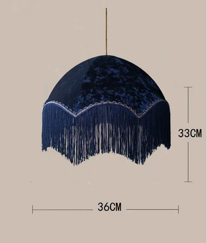 Lustre français vintage en tissu à pompons