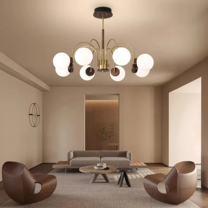 Walnut chandelier light for bedroom and living room
