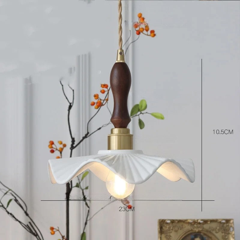 White flower ceramic led pendant light for living room