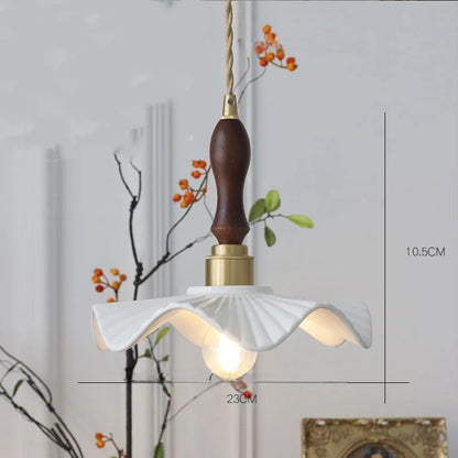White flower ceramic led pendant light for living room
