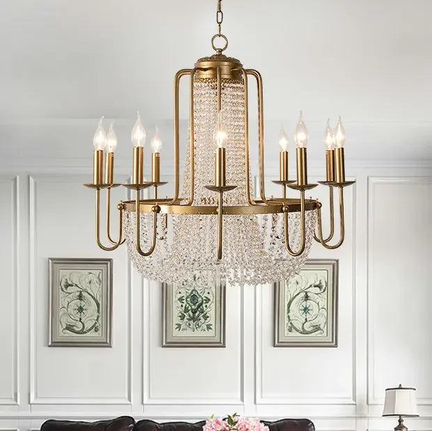 Vintage bronze crystal room chandelier