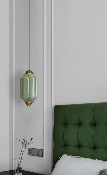 Vintage milk glass pendant with brass