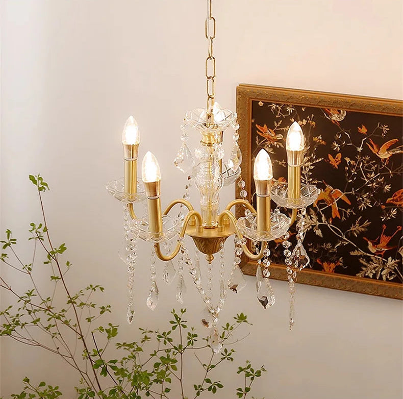 French gold crystal e14 chandelier