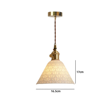 Vintage ceramic LED pendant lamp with brass fitting
