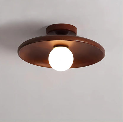 LUXELY modern wabi-sabi walnut wood and brass ceiling light