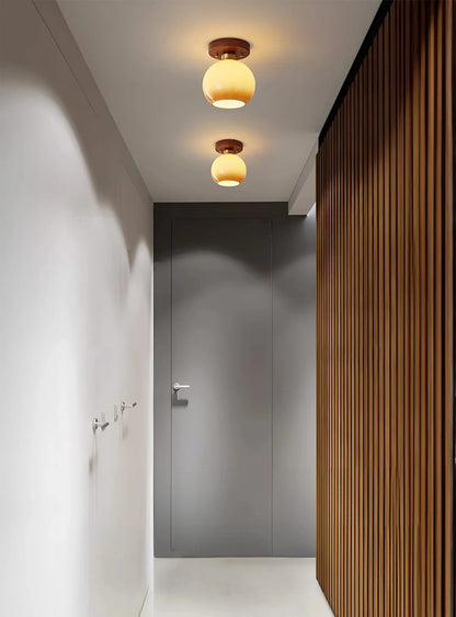 Walnut gradient glass ceiling light for entryway