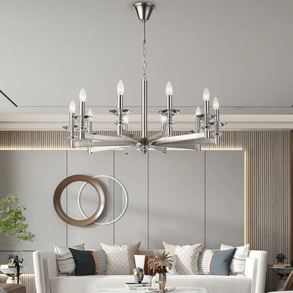 Iron frame crystal candle chandelier for dining room