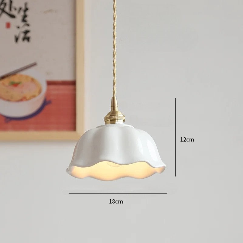 Rose flower white ceramic led pendant for hallway