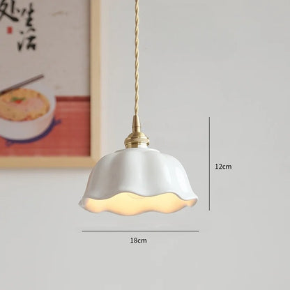 Rose flower white ceramic led pendant for hallway