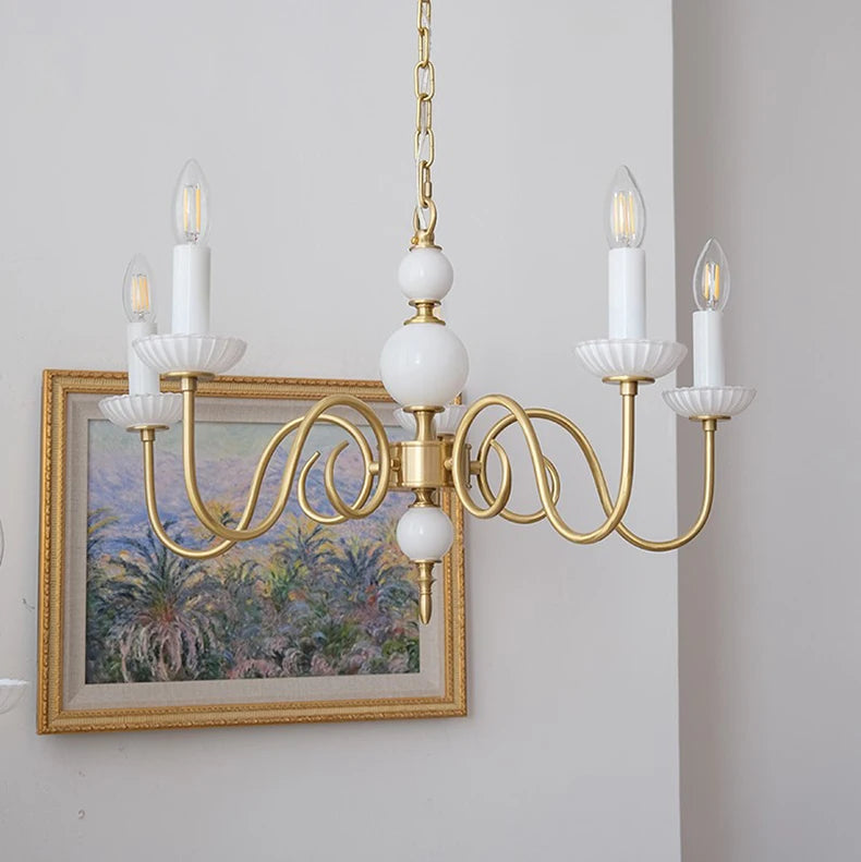 Lustre en cuivre avec bougeoirs