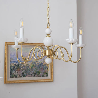 Lustre en cuivre avec bougeoirs