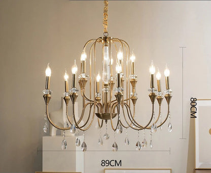 Retro brass crystal ceiling light