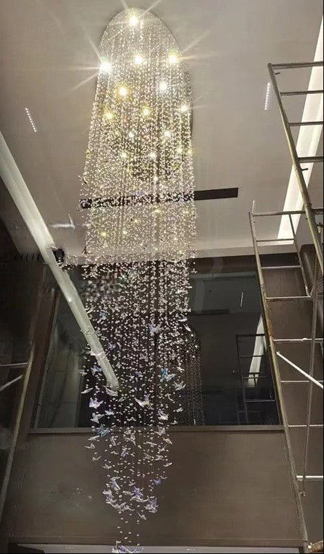 Butterfly crystal chandelier for villa staircase and living room