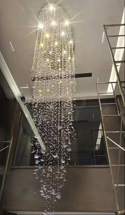 Butterfly crystal chandelier for villa staircase and living room