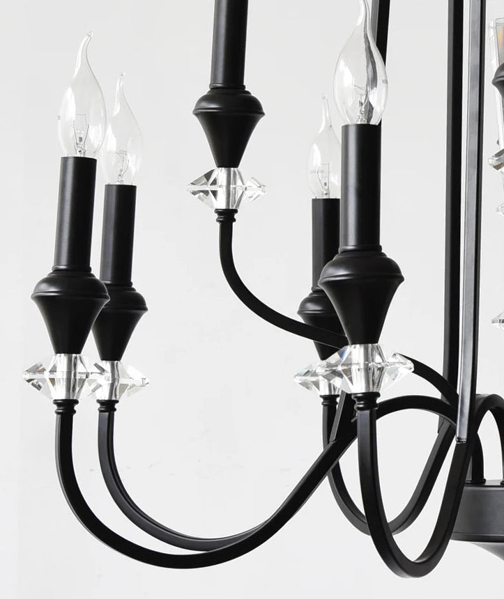 Lustre en cristal français ancien à deux niveaux