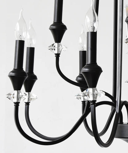 Lustre en cristal français ancien à deux niveaux