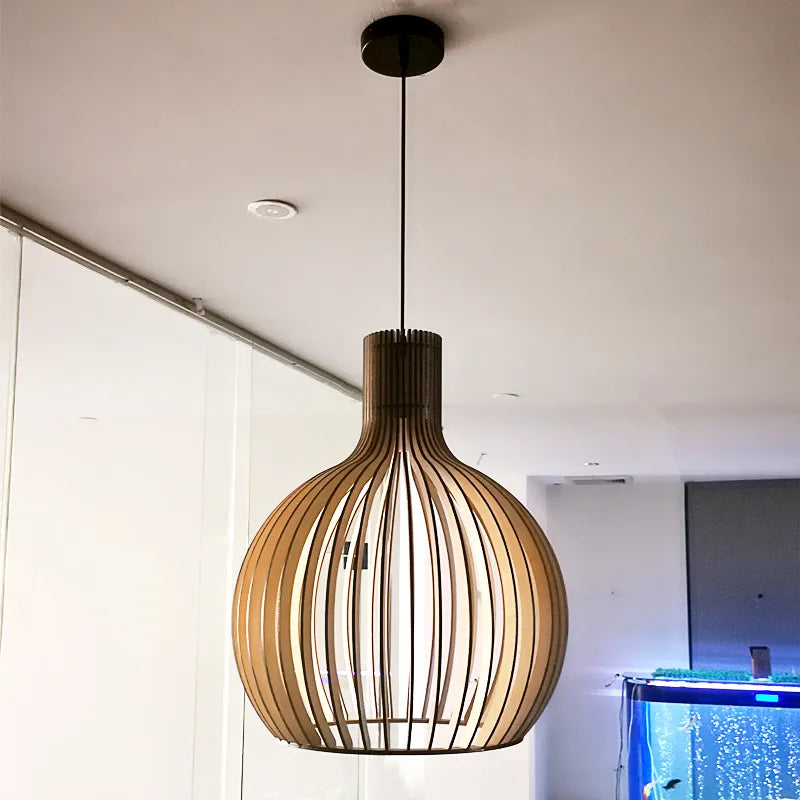 Scandinavische houten hanglamp