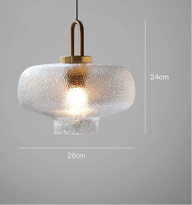 Vintage randig glaspendellampa