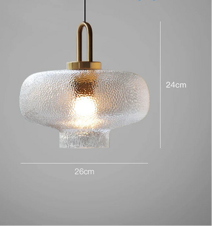 Vintage randig glaspendellampa