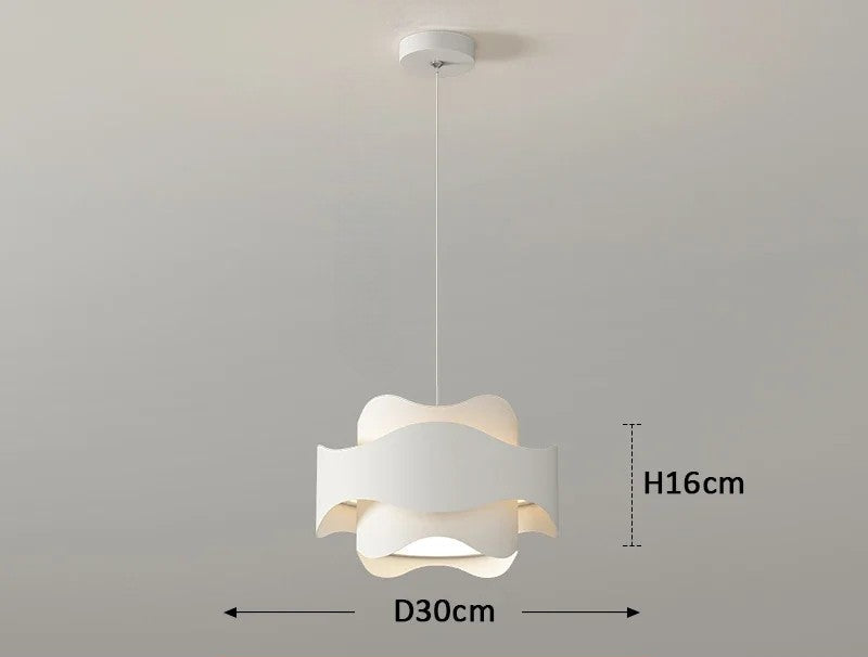 Lustre rond blanc à LED ondulé