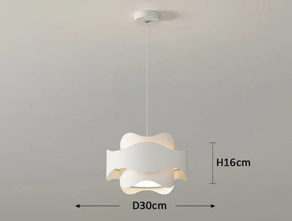 Lustre rond blanc à LED ondulé