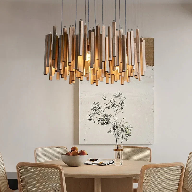 Solid wood LED pendant light for modern design