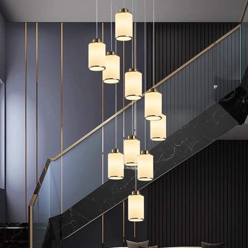 Nordic chandelier for high ceiling staircase
