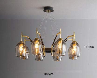 LED-Kronleuchter aus schwarzem Glas für Kücheninsel