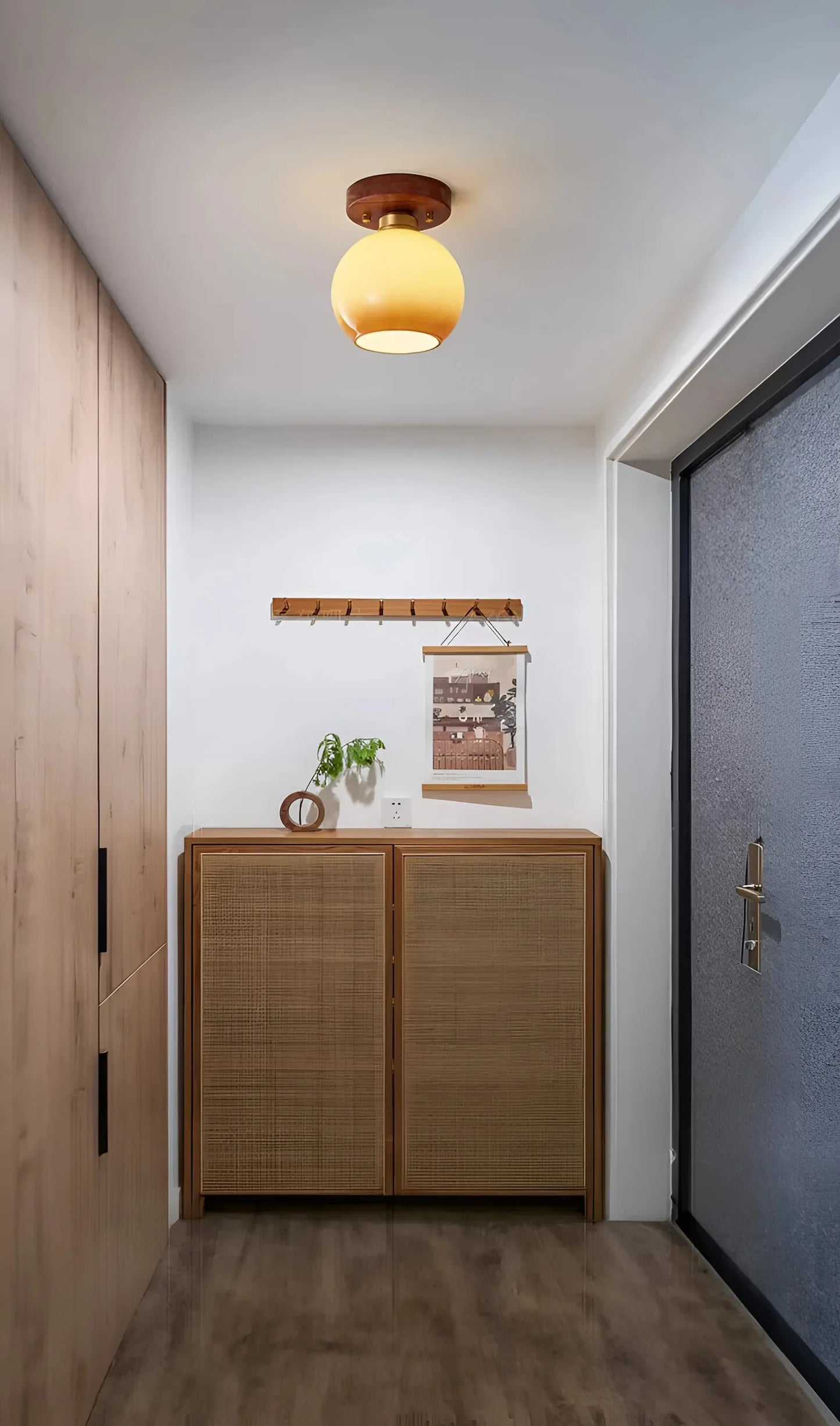 Walnut gradient glass ceiling light for entryway