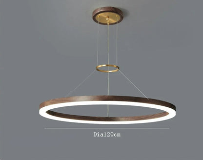 Lustre de plafond en bois massif de noyer noir pour salon