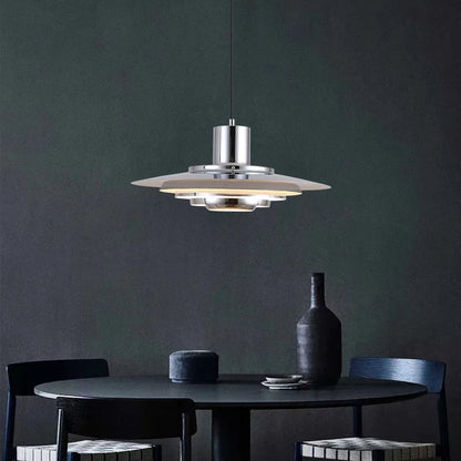 Modern dining area featuring Silver Cord Pendant Light - E27 Art Lamp, perfect for stylish kitchen and bar lighting with metal finish.