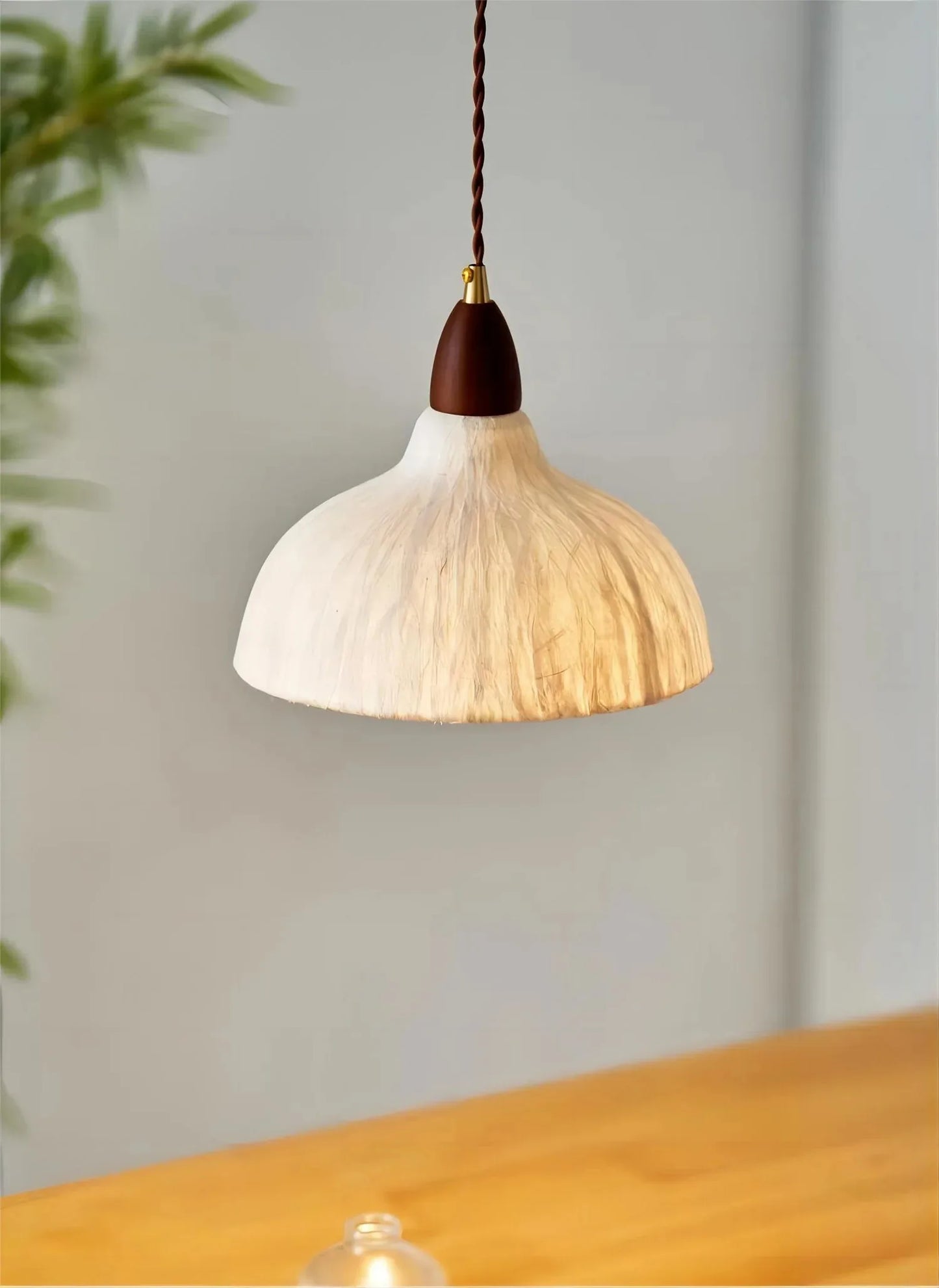 Suspension en papier de riz couleur noyer, style wabi sabi