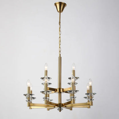 Iron frame crystal candle chandelier for dining room