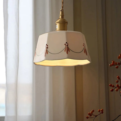 Japanese brass glazed ceramic pendant light