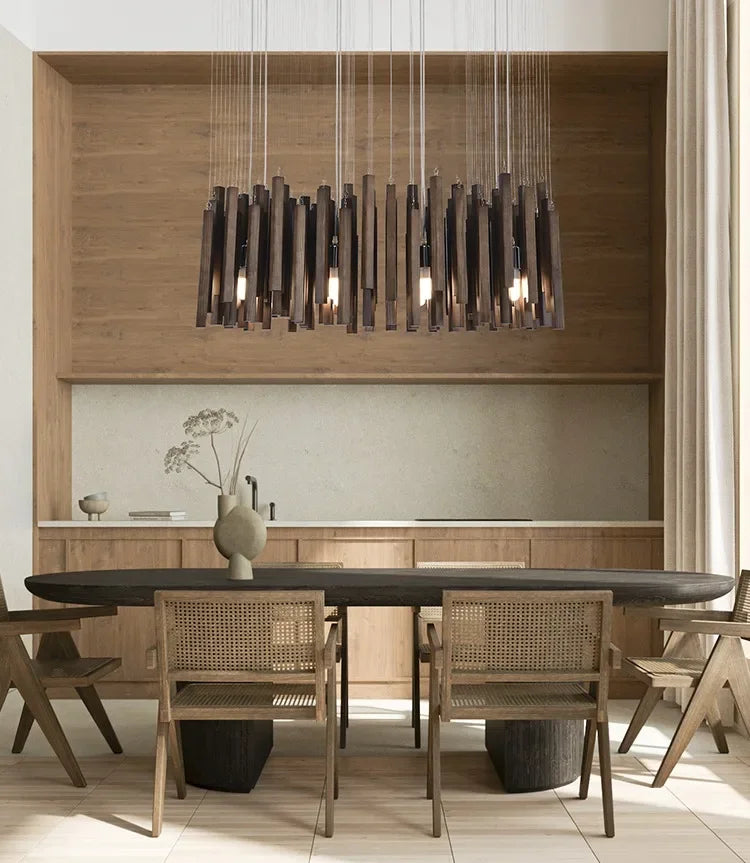 Solid wood LED pendant light for modern design