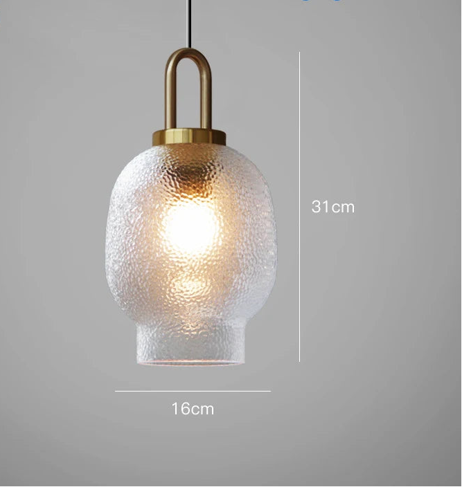 Vintage randig glaspendellampa