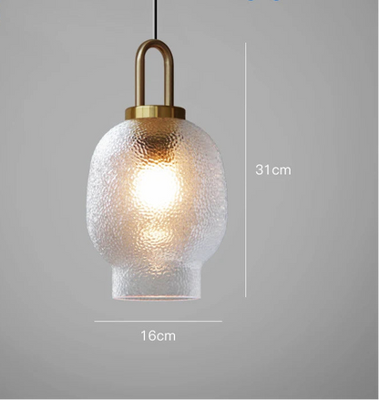 Vintage randig glaspendellampa