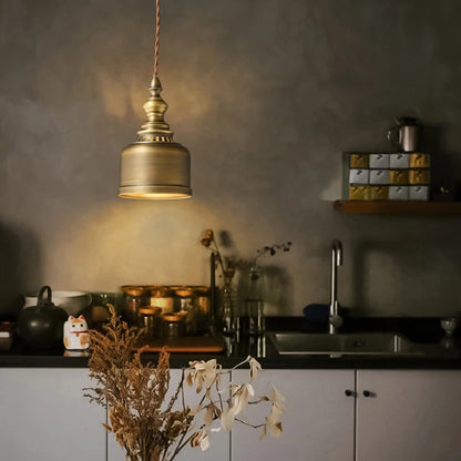 Suspension antique en cuivre pour chambre à coucher