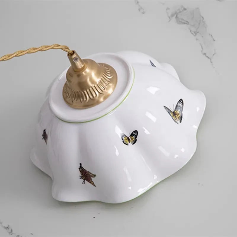 Butterfly keramische koperen LED-hanglamp voor de slaapkamer