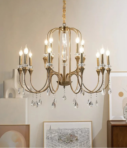 Retro brass crystal ceiling light