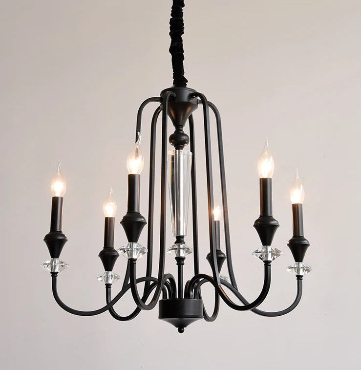 Lustre en cristal français ancien à deux niveaux