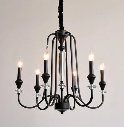 Lustre en cristal français ancien à deux niveaux